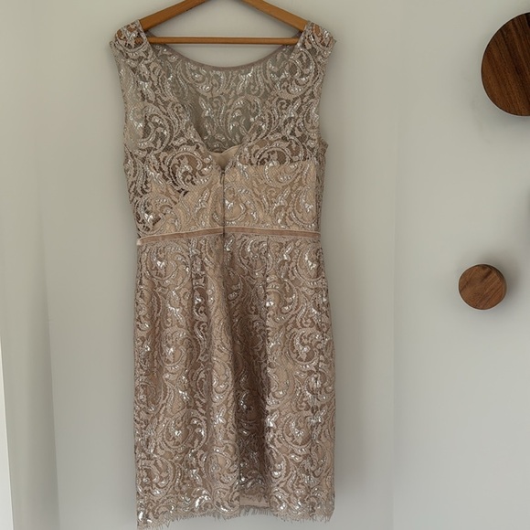 Jenny Yoo BDHLN Collection Sandstone Lace Cocktail Dress Size 6 - Picture 4 of 7